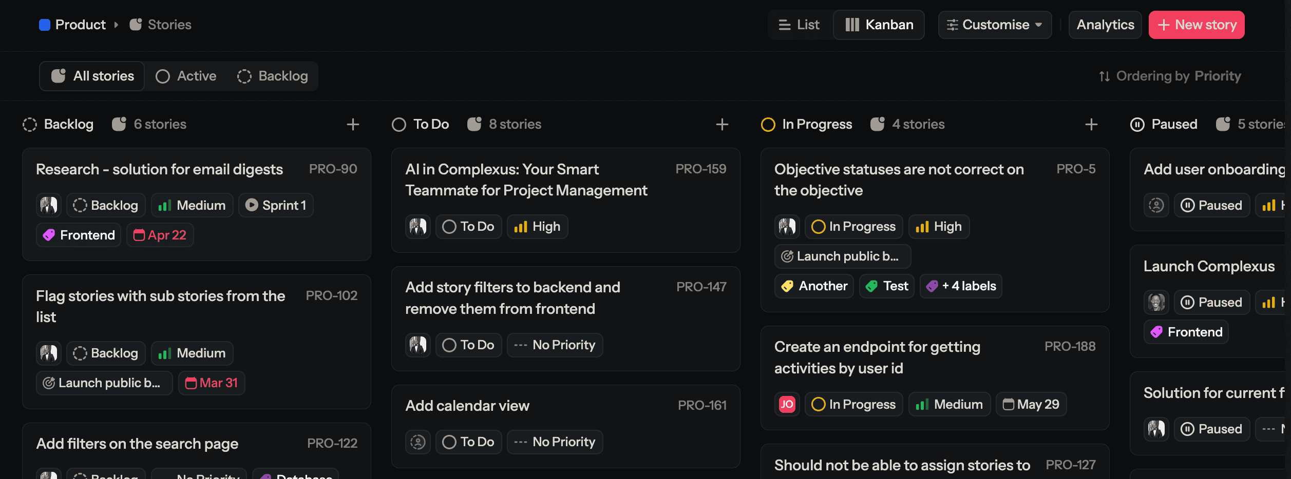 Overview of Stories in FortyOne