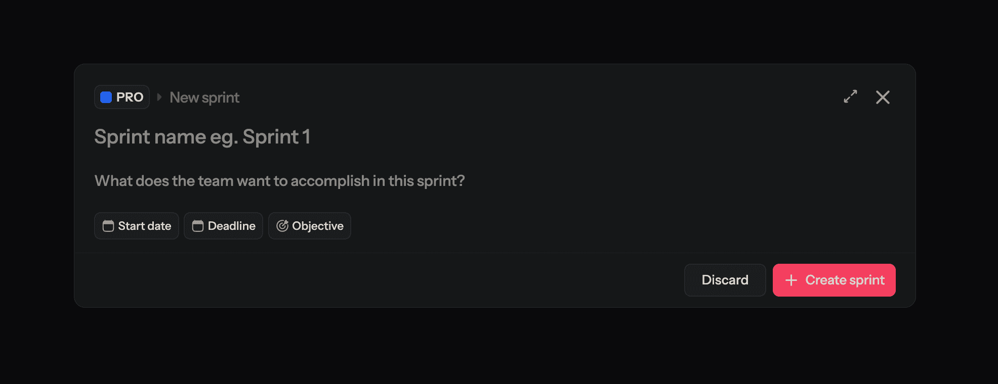FortyOne New Sprint Dialog